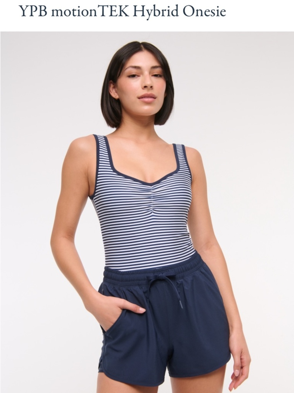 Abercrombie & Fitch Navy and White Striped Tank Romper